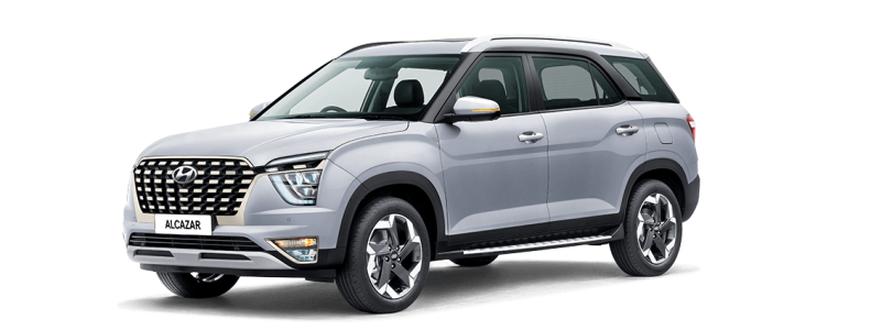 Hyundai Alcazar Silver White SUV PNG