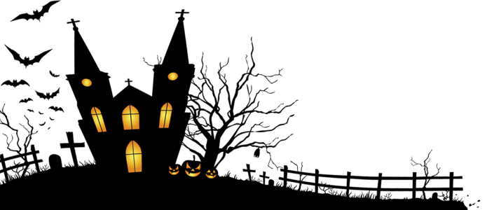 Halloween Haunted House Silhouette Clipart