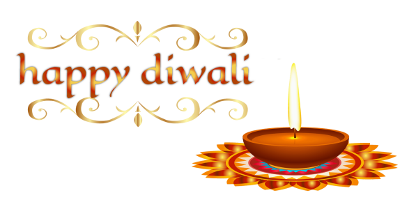 Golden Happy Diwali Calligraphy With Diya PNG