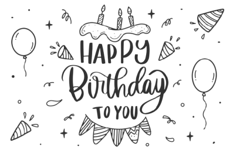 Hand Drawn Happy Birthday Elements Transparent Background