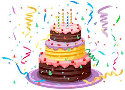 Three Tier Birthday Cake with Confetti Free PNG