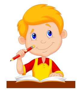Cartoon Boy Writing with Pencil Free Download