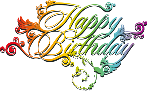Happy Birthday Colorful Calligraphy Text Free PNG