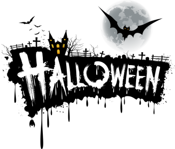Halloween Silhouette with Bats and Castle Free PNG