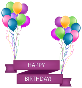 Happy Birthday Banner with Balloons PNG