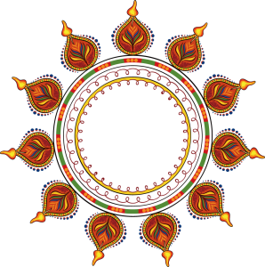Colorful Diya Rangoli Circle Frame
