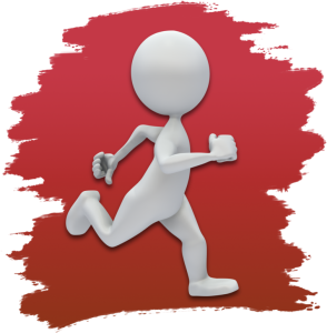 3D White Figure Running On Red Brush Stroke Free PNG