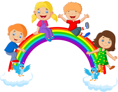 Kids Sitting On Rainbow Clipart