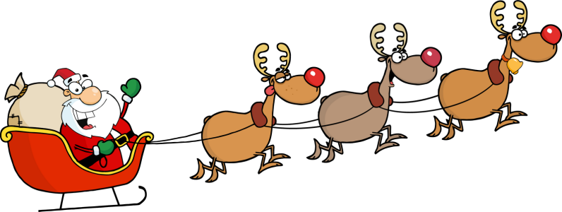 Santa Sleigh And Reindeer Cartoon Clipart