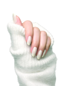Hand With Painted Nails White Sweater Free PNG