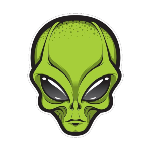 Extraterrestrial Green Alien Head Sticker Clipart