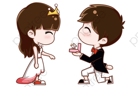 Cute Chibi Couple Marriage Proposal Clipart