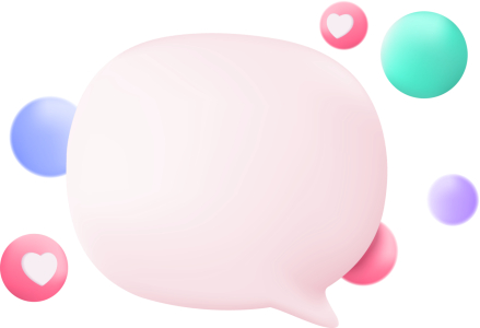Pink 3D Speech Bubble with Floating Hearts Transparent Background
