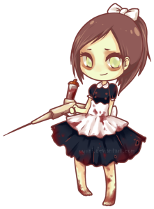 Creepy Cute Anime Maid with Syringe Transparent Background