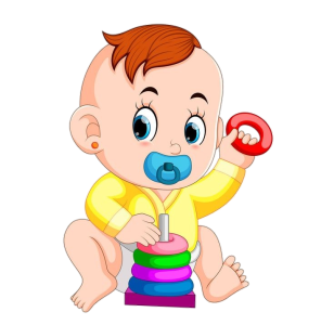 Cartoon Baby with Toys Free PNG