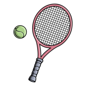 Pink Tennis Racket and Ball Free PNG