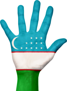 Uzbekistan Flag Painted Hand Free PNG