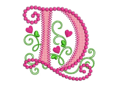 Floral Embroidery Letter D Free PNG