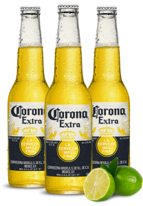 Three Corona Extra Beer Bottles Free PNG
