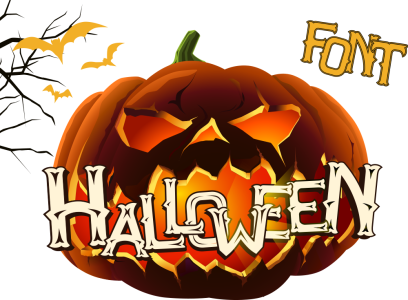 Scary Pumpkin Halloween Text Free PNG