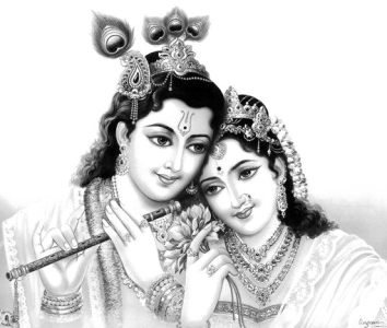 Radha Krishna Hindu Deity Sketch PNG Image