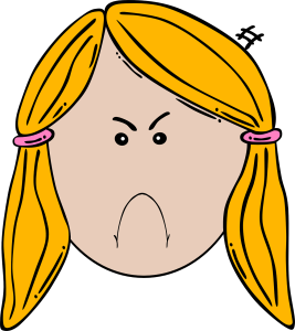 Angry Blonde Girl Cartoon Face Expression Free PNG