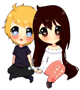 Cute Anime Chibi Couple Sitting Together Free PNG