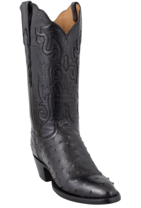 Black Ostrich Leather Cowboy Boot Transparent Background