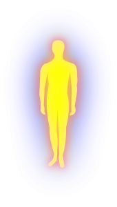 Glowing Yellow Human Silhouette Transparent Background