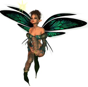 Dark Green Fairy Character Clipart