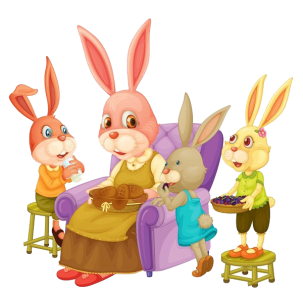Cute Bunny Family Cartoon Free PNG