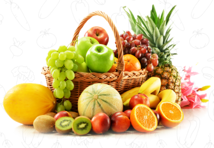 Fresh fruit wicker basket Free PNG