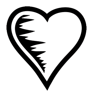 Black White Doodle Heart Transparent Background