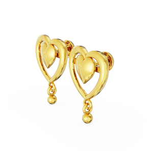 Gold Heart Stud Earrings Transparent Background