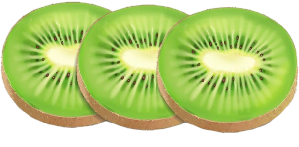 Stack Of Three Fresh Green Kiwi Slices PNG Image