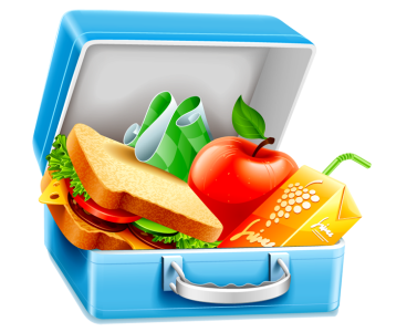 Kids School Blue Lunchbox With Food And Apple Free PNG