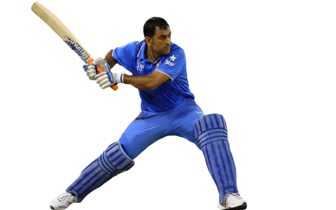 MS Dhoni Cricket Batting Action Transparent Background