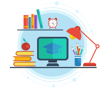 Online Education Desk Setup Free PNG