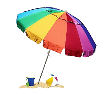 Colorful Rainbow Beach Umbrella Transparent Background