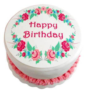 Happy Birthday Floral Cake Transparent Background