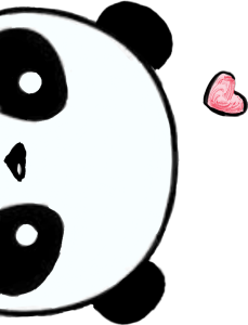 Cute Panda Half Face With Heart Free PNG