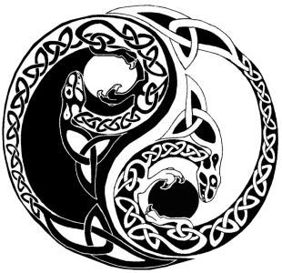 Celtic Yin Yang Dragons Symbol PNG Image