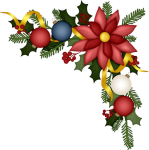 Christmas Poinsettia Corner Decoration Free PNG