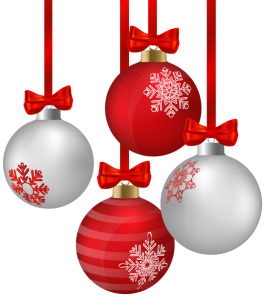 Red And Silver Christmas Baubles Free PNG