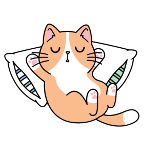 Sleeping Orange Cat Cartoon Free PNG