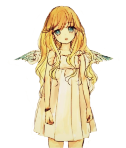 Cute Anime Girl with Wings PNG