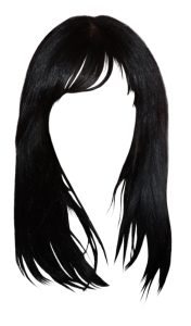 Woman Long Black Wig PNG