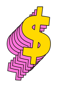 Retro 3D Dollar Sign Typography PNG Image