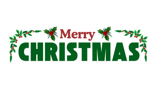 Merry Christmas Typography With Holly PNG Image