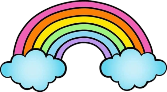 Rainbow With Clouds Cartoon Clipart